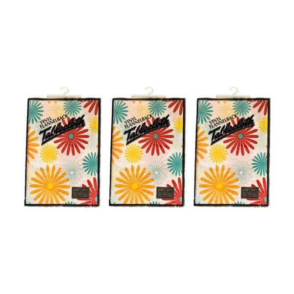 3PK Braz Vinyl Flannelback Floral Print Tablecloth 132x178cm Assorted