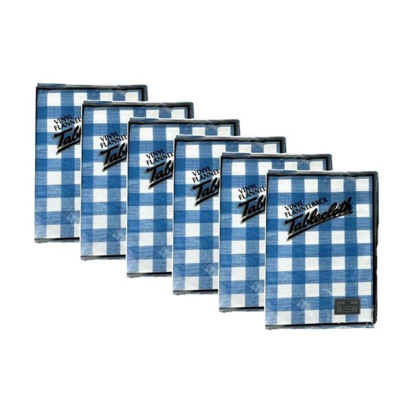 6PK Braz Vinyl Flannelback Checkered Tablecloth 152x228cm Assorted