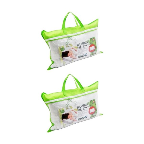 2PK Braz Bamboo Flat Breathable Cooling Comfort Sleeping Pillow 40x60x12cm