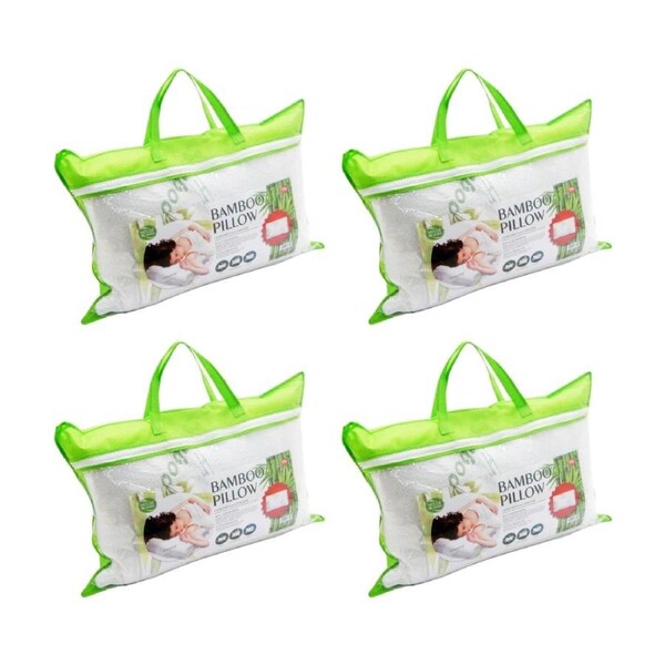 4PK Braz Bamboo Flat Breathable Cooling Comfort Sleeping Pillow 40x60x12cm