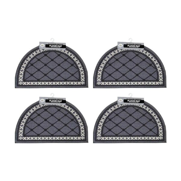 4PK Braz Outdoor Indoor Non Slip Latex Diamond Doormat 50x80cm Assorted