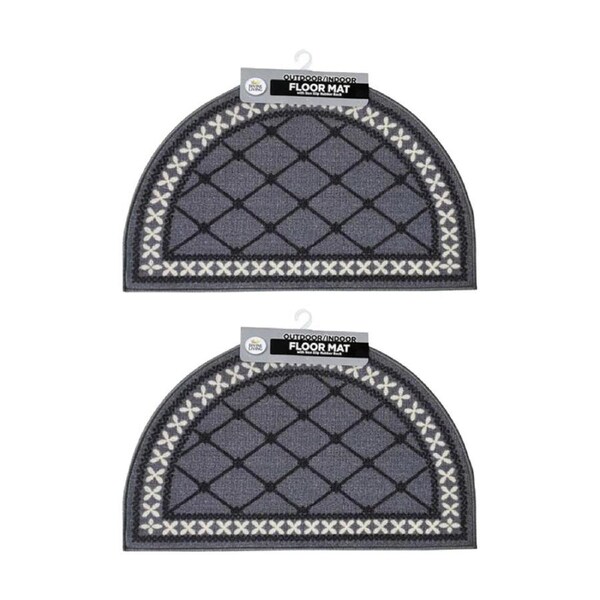 2PK Braz Outdoor Indoor Non Slip Latex Diamond Doormat 50x80cm Assorted