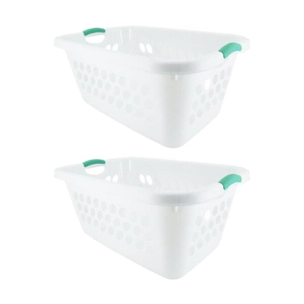 2PK Braz Plastic Oblong Laundry Basket W/ Handles 68x46x32cm Assorted
