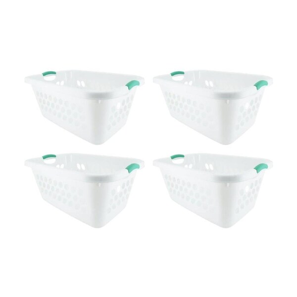 4PK Braz Plastic Oblong Laundry Basket W/ Handles 68x46x32cm Assorted