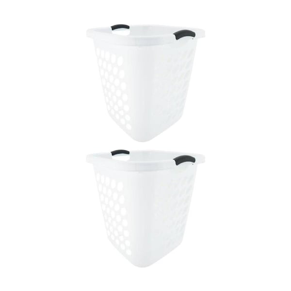 2PK Braz Plastic Tall Laundry Basket W/ Handles 45x45x49cm Assorted