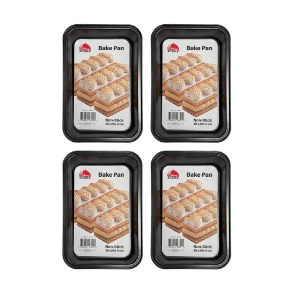 4PK Culinary Kitchen Non-Stick Rectangular Baking Pan Tray 30x20x4cm