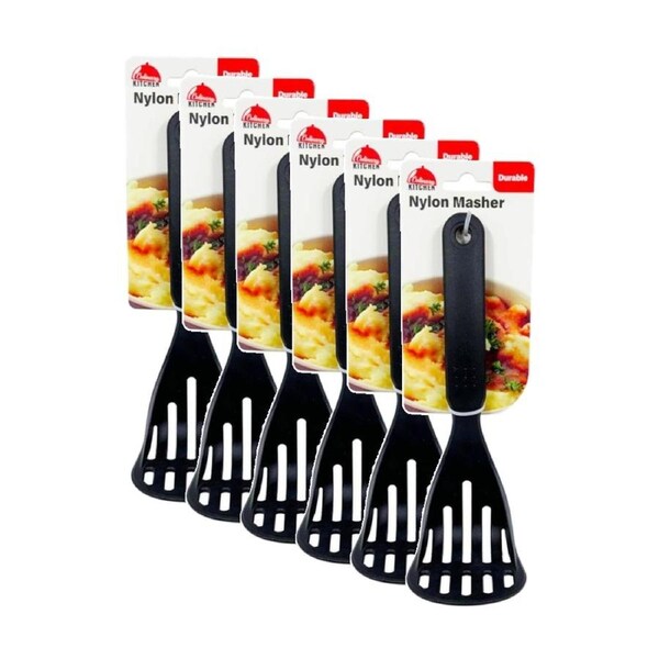 6PK Culinary Kitchen Nylon Masher W/ Hanging Hole Cooking Utensil Black
