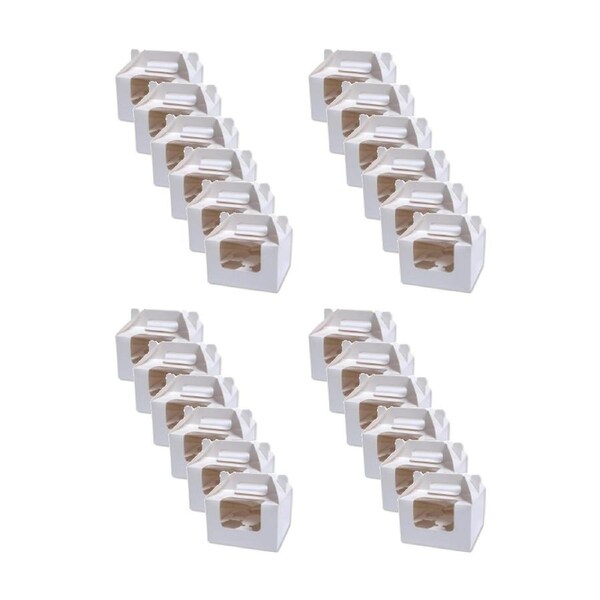 24x Braz Cardboard Cupcake Storage Box W/ Clear Window & Handle 16x16x11cm White