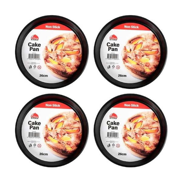 4PK Culinary Kitchen Non-Stick Round Cake Baking Pan Tray 25x25x3cm