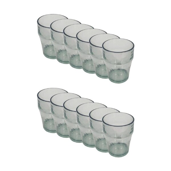12PK Braz Recycled Look Drinking Glass Cup Drinkware 400ml Clear
