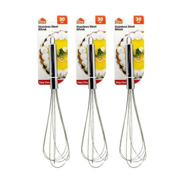 3PK Culinary Kitchen Stainless Steel Whisk Cooking Utensil 30cm