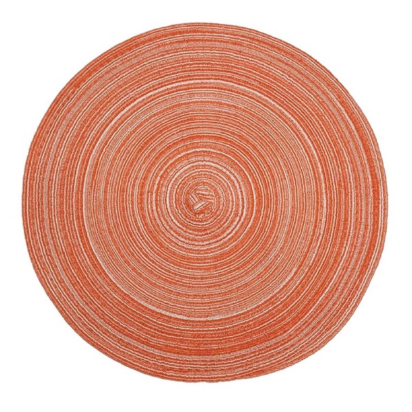 Non Slip 4pcs Round Jacquard-Weaved Placemats Set Orange