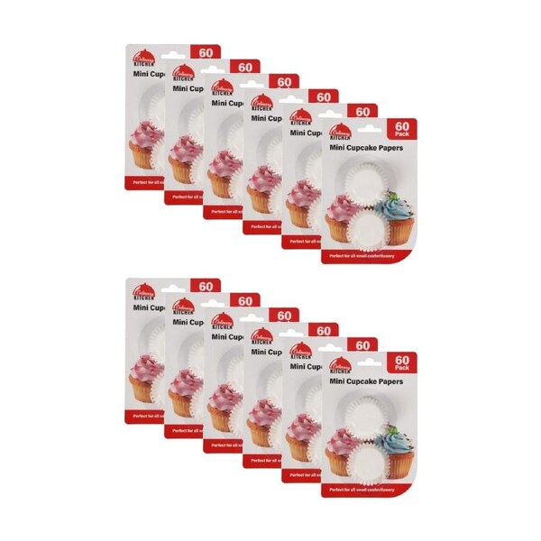12x 60pc Culinary Kitchen Mini Paper Muffin Cupcake Cups Set 5cm White