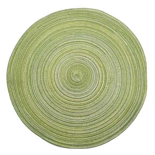 Non Slip 4pcs Round Jacquard-Weaved Placemats Set Green