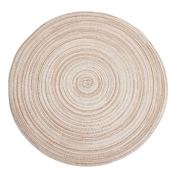 Non Slip 4pcs Round Jacquard-Weaved Placemats Set Beige