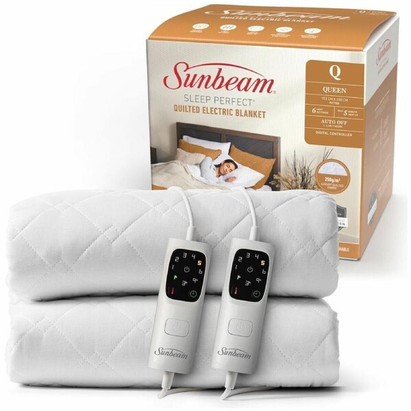 Sunbeam Sleep Perfect Quilted Anti Bacterial Queen Electric Blanket