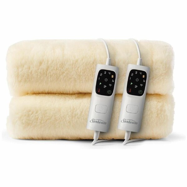 Sunbeam Sleep Perfect Wool Fleece Anti Bacterial Super King Heated Blanket