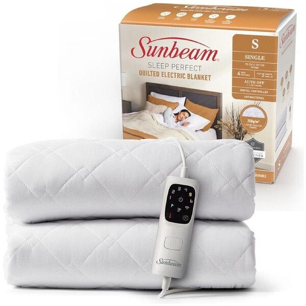 Sunbeam Sleep Perfect Quilted Anti Bacterial Single Electric Blanket