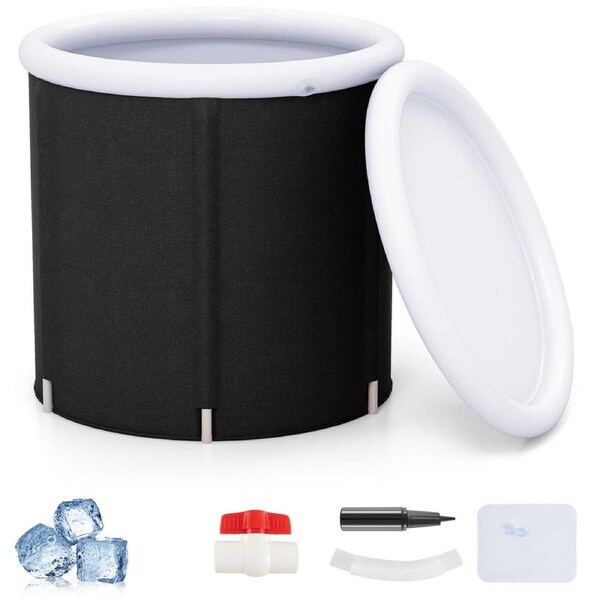 Costway Ice Bath Tub Inflatable Ice Plunge Tub Foldable Bathtub Spa w/Lid Athletes Cold Therapy Home Outdoor