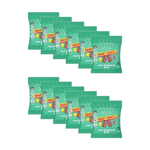 12PK DoubleD Smart Sweets Sour Watermelon 50g Fruit Flavour Gummies