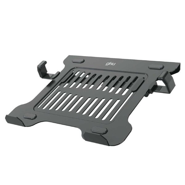 P&P Matt Black VESA Laptop Tray Mount With Adjustable Side Clips And Ventilated Steel Base