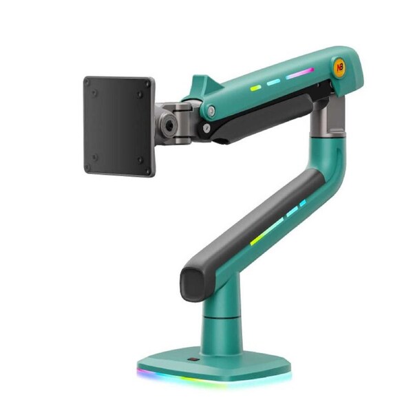 P&P Blue Heavy Duty Gaming Monitor Arm With Rgb Lighting And Smooth Mechanical Spring Adjustment