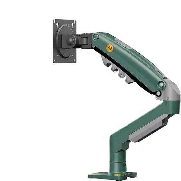 P&P Green Gas Strut Desktop Monitor Arm With Smooth Adjustment And Space Saving Ergonomic Design