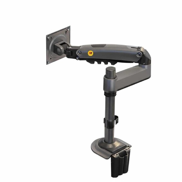 P&P Black Gas Strut Desktop Monitor Mount With Pole Design For Smooth Height Adjustable Viewing