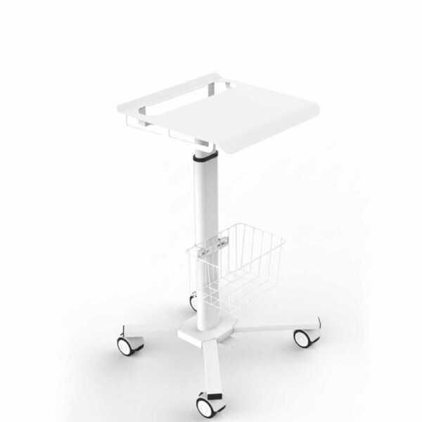 P&P Black Mobile Height-Adjustable Rolling Laptop Cart With Storage Basket For Office Or Home