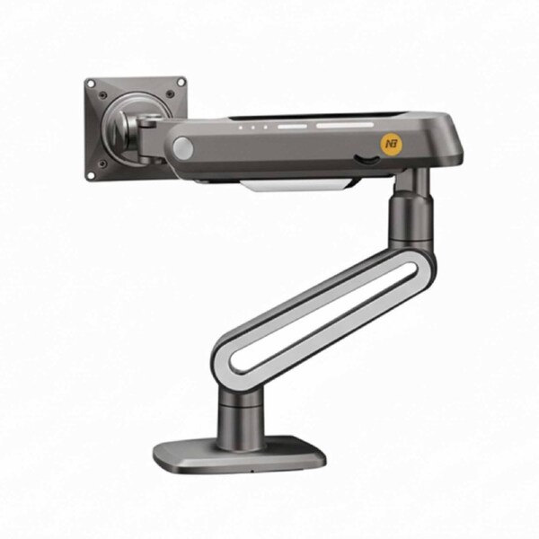 P&P Black Heavy Duty Gas Spring Monitor Arm For Large Screens With Smooth Ergonomic Full Motion Support