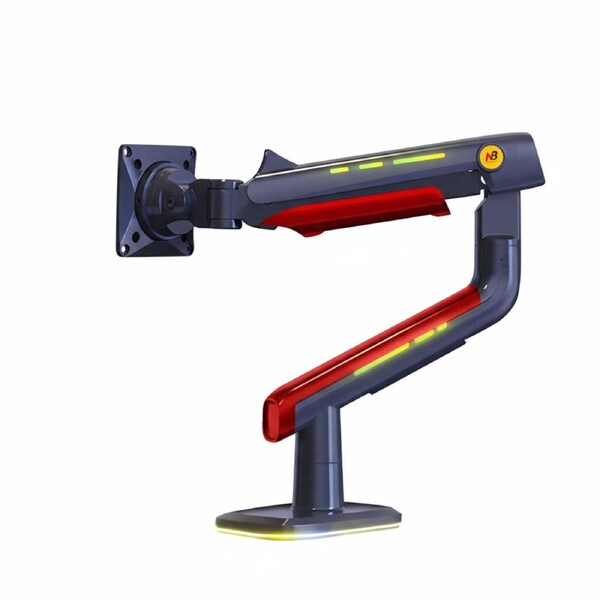 P&P Blue RGB Heavy Duty Gaming Monitor Arm For Large Curved Screens With Full Motion Support