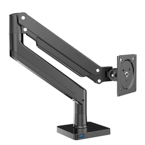 P&P Black Gas Spring Monitor Arm Desk Mount With Full Motion Adjustment And Cable Management