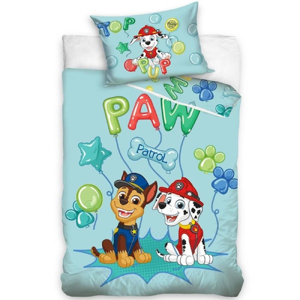 Paw Patrol Green Balloons Kids Cotton Quilt Cover Set - Toddler Bed Size