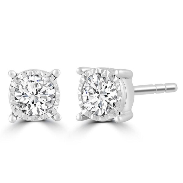 Stud Earrings with 0.25ct Diamond in 9K White Gold