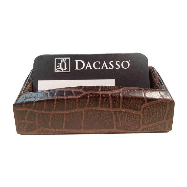 DACASSO Crocodile Embossed Business Card Holder - Brown