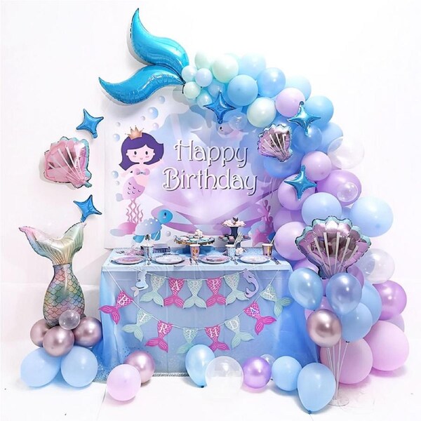 Balloon Garland Mermaid Birthday Wedding Party Vintage Macaron Decoration Arch Kit Set
