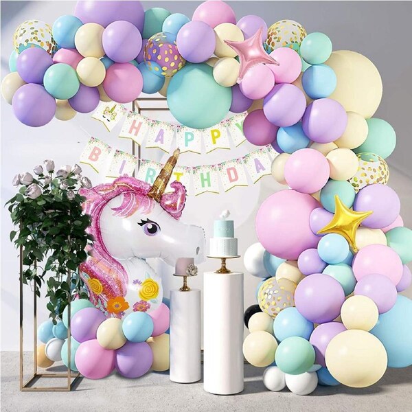 Balloon Garland Unicorn Birthday Wedding Party Vintage Macaron Decoration Arch Kit Set