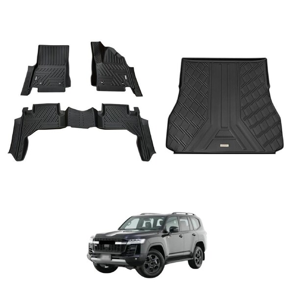 5D Car Floor Mats Boot Liner for Toyota Land Cruiser 300 Landcruiser 300 LC300 Series 5 Seats 2025-Onwards