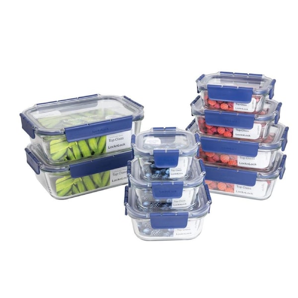 LocknLock 9-Piece Top Class Borosilicate Glass Food Storage Container Gift Set
