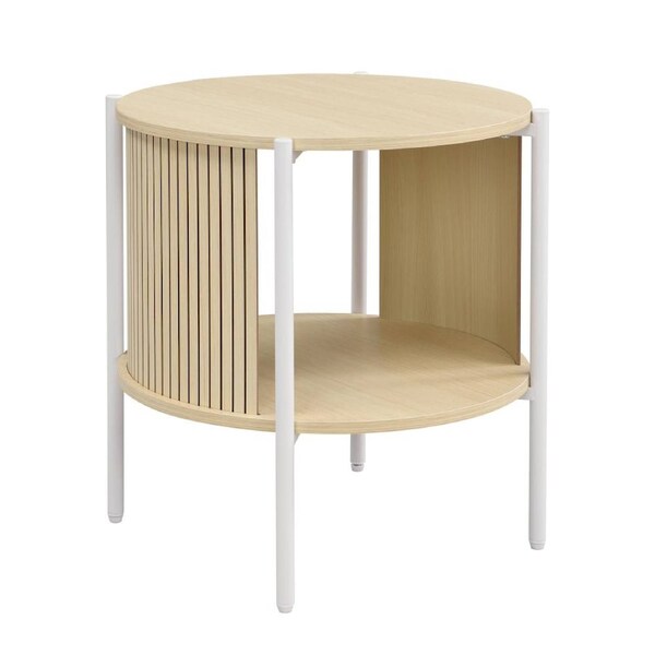 Mia Side Table Round Light Oak and White