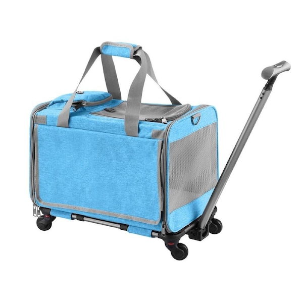 Pet Dog Cat Carrier Stroller Soft Crate Trolley Travel Bag Portable Animal Puppy Kennel Cage Case Folding Hand Shoulder Luggage Suitcase Rolling Wheels