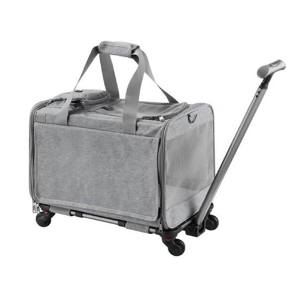 Pet Dog Crate Cat Carrier Stroller Puppy Travel Cage Trolley Case Soft Hand Shoulder Bag Tote Luggage Suitcase Camping Rolling Wheels Folding Portable
