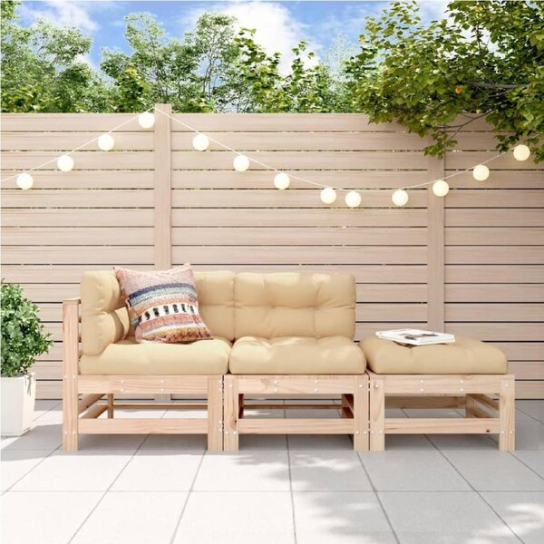 3 Piece Garden Lounge Set Solid Wood Pine vidaXL
