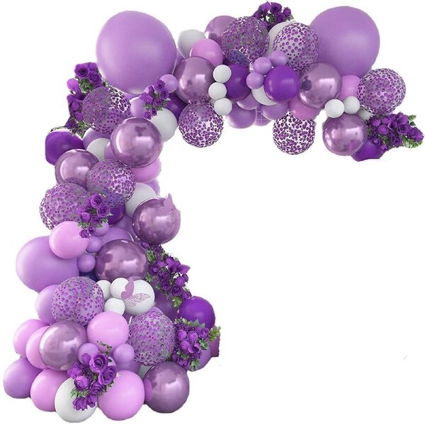 Balloon Garland Purple Birthday Wedding Party Vintage Macaron Decoration Arch Kit Set