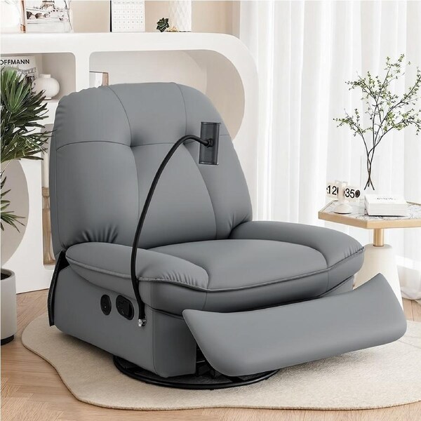 Artiss Manual Swivel Rocker Recliner with Usb Ports Rocking Chair Nursery Living Room Sofa Lounge