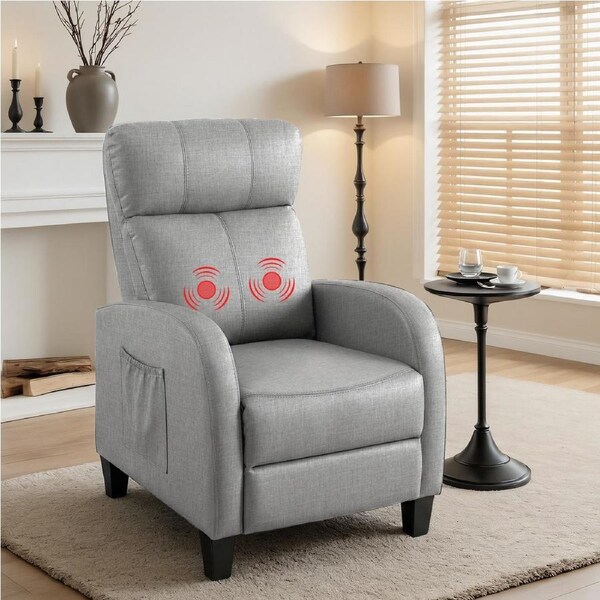 Artiss Massage Recliner Chair Adjustable Push Back Small Recliner Sofa for Adults Fabric Grey