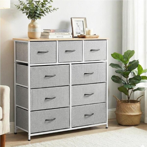 Artiss 9 Chest of Drawers Dresser Storage Tallboy Light Grey