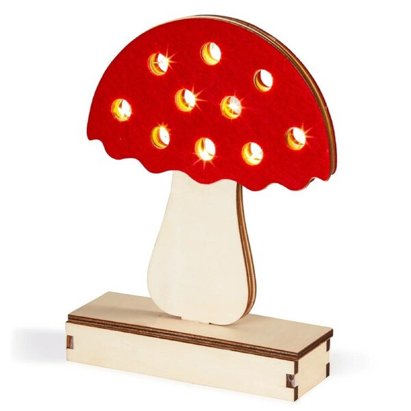 DIY Mushroom Wood Cutout Lamp, Battery Operated