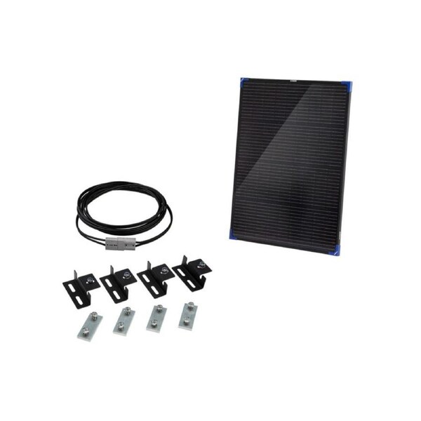 Kings 100W Fixed Glass Solar Panel + 6m Extension Lead + Black Solar Brackets