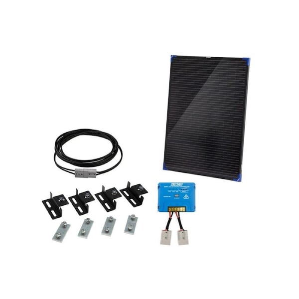 Kings 100W Fixed Glass Solar Panel+ 6m Lead+ Black Brackets + 20A MPPT Regulator
